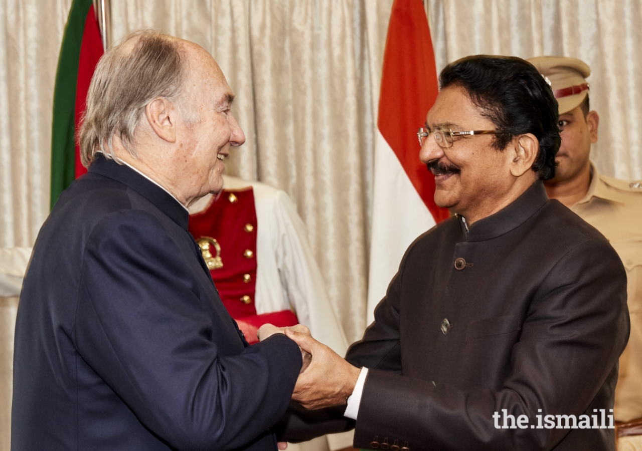 Mawlana Hazar Imam meets with Honourable Shri C. Vidyasagar Rao, Governor of Maharashtra at the Raj Bhavan.