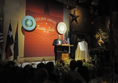 Mawlana Hazar Imam speaking at the Texas Gala in honour of his Golden Jubilee. 