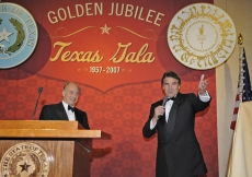 Governor Rick Perry of Texas presenting a gift on behalf of the State of Texas to Mawlana Hazar Imam at the Texas Gala. 