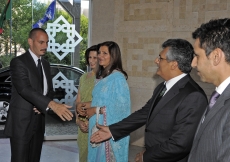 Upon his arrival for the diplomatic reception, Prince Rahim is welcomed to the Ismaili Centre in Lisbon. 