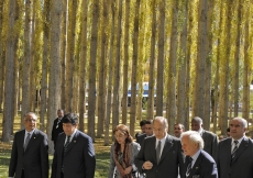 Mawlana Hazar Imam is joined by senior government, AKDN and Jamati leaders, on a walking tour of the Khorog Park, a project of the Aga Khan Trust for Culture. 