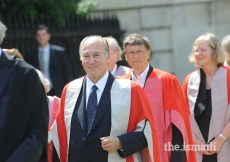 Mawlana Hazar Imam, Bill Gates and other Honorary Degree recipients processing into Senate House for the Degree ceremony - at Cambridge University, Cambridge, 12 June 2009.