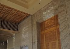 This skylight, in the foyer of the entrance to the Social Hall, is based on the traditional design of the roof of a Pamiri home.