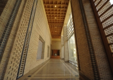 A view down the concourse between the Great Courtyard and the Prayer Hall space, looking towards the Literature Centre.