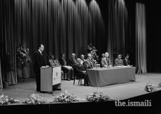 Following the presentation of the diplomas, Mawlana Hazar Imam addresses the new graduates at the University of London Institute of education.