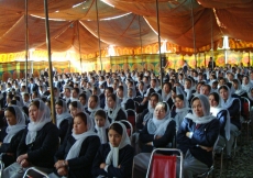 Volunteers gathered at Umomi Jamatkhana, where they watched video highlights of the past week.