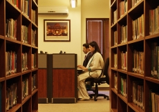 A view from inside the teacher educators and waezeen library at the Ismaili Jamatkhana Lahore.