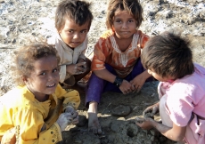 Children affected by the floods in Sindh, Pakistan.