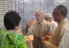 Jamati members converse with institutional leaders at the Ismaili Centre, Dushanbe.