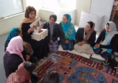 Roshan Thomas uses materials sewn by mothers to train a group of teachers at a new Early Childhood Development centre in Kabul.