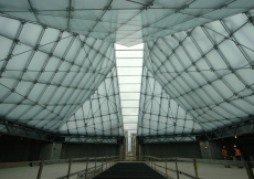 Jan 2012: Interior view of the Jamatkhana prayer hall of the Ismaili Centre, Toronto, looking towards qibla.