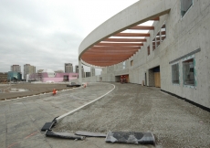 Jan 2012: The drop-off entrance to the Ismaili Centre, Toronto is covered by a welcoming canopy made from concrete, wood and glass.