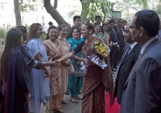 Princess Zahra greets volunteers who offer their services at the Prince Aly Khan Hospital.