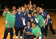 The women’s volleyball team gather for a group photo at the Ismaili Games Uganda.