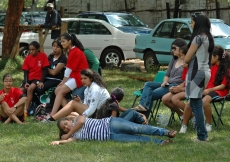 Spectators take in a football game during Ismaili Games Kenya 2011.