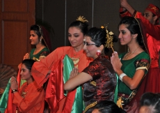 Youth from the Far East, after presenting a cultural performance before Mawlana Hazar Imam at the Institutional Dinner.