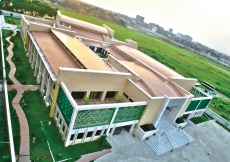 Exterior view of the Jamatkhana building - the Prayer Hall is juxtaposed eight degrees from West to North, in the direction of Mecca.