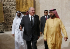 His Highness General Sheikh Mohammed Bin Rashid Al Maktoum, Crown Prince of Dubai and Minister of Defence, United Arab Emirates takes Mawlana Hazar Imam on a tour of Sheikh Saeed Al Maktoum House in Dubai.