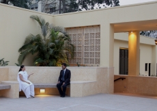 Nooks for quiet conversation and reflection can be found both inside and outside the Ismaili Jamatkhana and Centre complex.