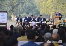 Luis Monreal, General Manager, Aga Khan Trust for Culture addresses guests gathered at the inauguration of the Sunder Nursery.