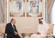 Mawlana Hazar Imam in conversation with His Highness Sheikh Mohammed bin Zayed Al Nahyan, Crown Prince of Abu Dhabi and Deputy Supreme Commander of the UAE Armed Forces.