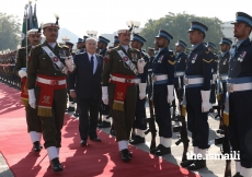 Mawlana Hazar Imam inspects the Guard of Honour at the Aiwan-e-Sadr