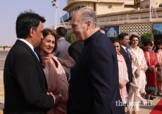 Vice President of the Ismaili Council for Pakistan, Hussein Tajani, bids farewell to Mawlana Hazar Imam at Karachi Airport