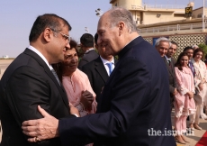 President of the Ismaili Council for Pakistan Hafiz Sherali bids farewell to Mawlana Hazar Imam at Karachi Airport