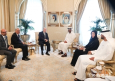 Mawlana Hazar Imam exchanges views with senior officials of the UAE government, His Highness Sheikh Mohammed bin Zayed Al Nahyan, Her Excellency Reem Al Hashimy, as well as with leaders of the community.