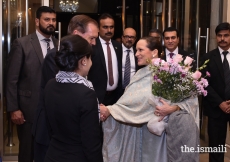 Princess Zahra is greeted upon her arrival in Islamabad