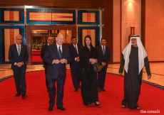 Mawlana Hazar Imam arrived in Dubai for his Diamond Jubilee visit to the United Arab Emirates and was received by both government and Jamati leaders.