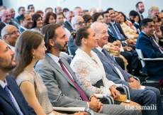 Prince Amyn, Princess Zahra, Prince Rahim, Princess Salwa, and Prince Hussain in attendance at the opening of the Aga Khan Centre at London’s Kings Cross.