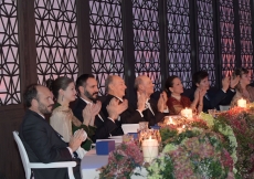 Mawlana Hazar Imam and members of his family applaud the artists at the end of the performance.  Photo: Zahur Ramji