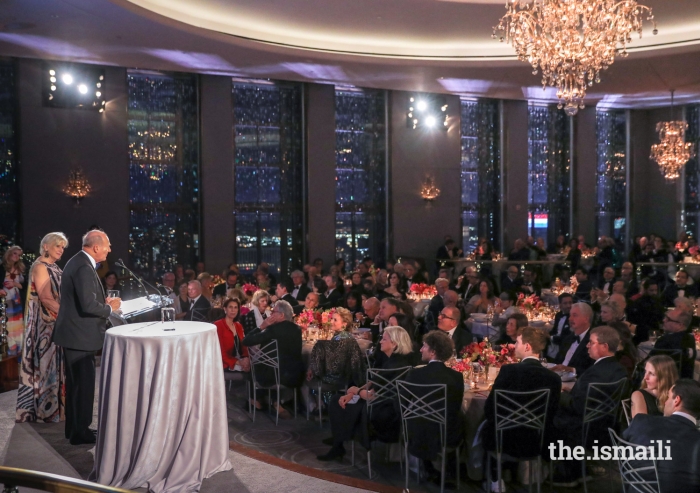 Prince Amyn delivers remarks upon accepting the 31st annual Hadrian Award.