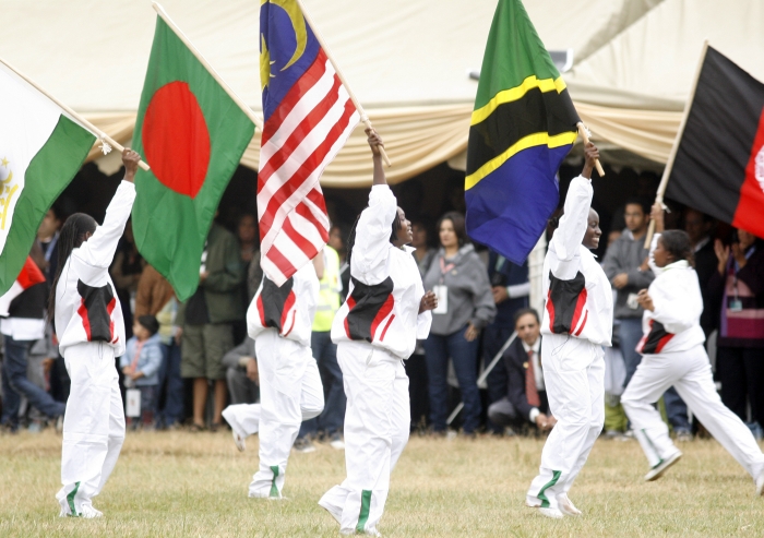 Performers at the Opening Ceremony of the Golden Jubilee Games.    