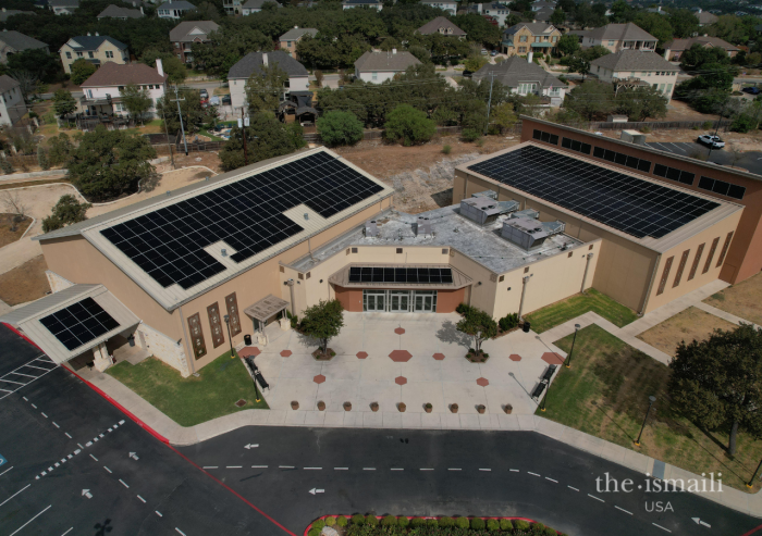 The Ismaili Muslim Community's commitment to renewable energy at the San Antonio Jamatkhana aligns with the Aga Khan Development Network's goal of achieving carbon neutrality by 2030.