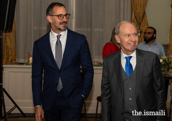 Prince Rahim and Dr Farhad Daftary at a special event in London to honour the contributions of Dr Daftary to The Institute of Ismaili Studies.