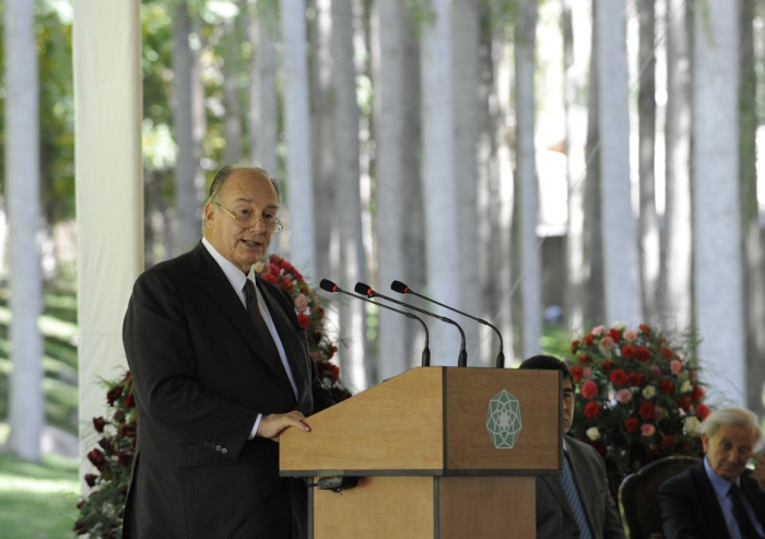 Mawlana Hazar Imam speaking at the inauguration of Khorog City Park, in Khorog, Tajikistan, on 10 October 2009.