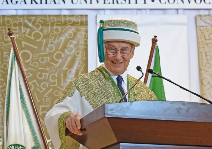 Mawlana Hazar Imam speaking at AKU’s convocation ceremony in Dar es Salaam, Tanzania.