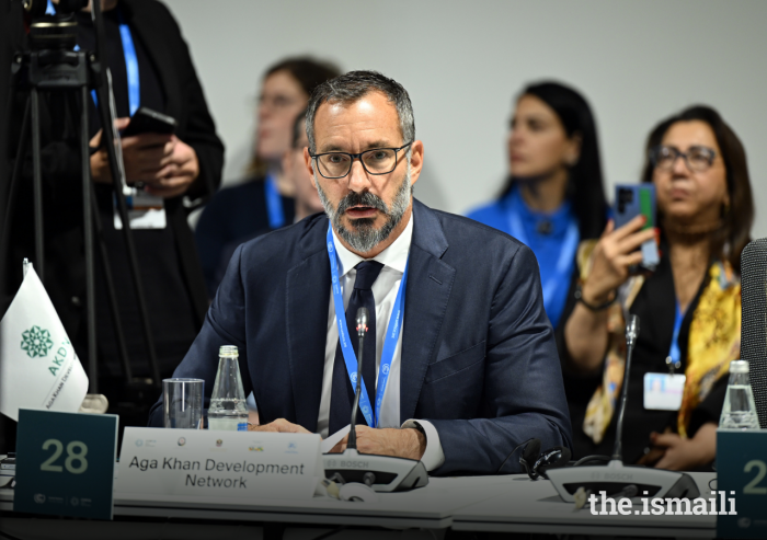 Prince Rahim addresses the second High-Level Ministerial Dialogue on Culture-Based Climate Action.