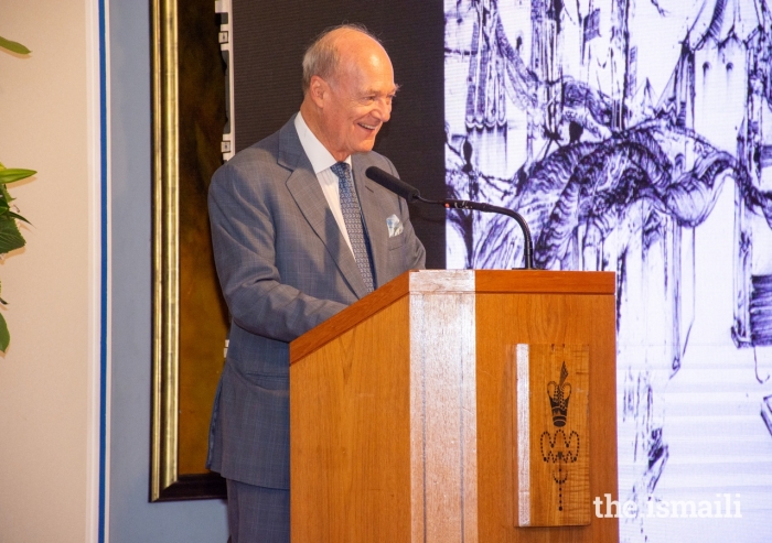 Prince Amyn delivers remarks at the inauguration of the Seeing Through Babel exhibition at the Ismaili Centre, London.