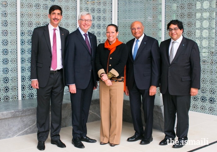 Strengthening Partnership (L to R): Dr S. Sohail H. Naqvi (Rector, UCA), Vice Chancellor of the University of Cambridge, Professor Stephen Toope, Princess Zahra (UCA Trustee), Dr Shamsh Kassim-Lakha (Chairman, Board of Trustees, UCA) and Mr Naguib Kheraj (UCA Trustee).