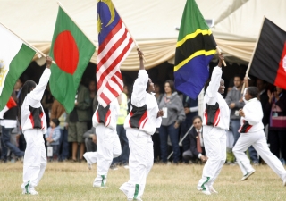 Performers at the Opening Ceremony of the Golden Jubilee Games.    