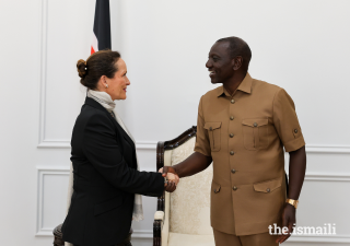 Princess Zahra greets Kenya's President, His Excellency William Samoei Ruto, at State House in Nairobi.