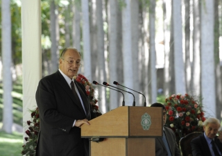 Mawlana Hazar Imam speaking at the inauguration of Khorog City Park, in Khorog, Tajikistan, on 10 October 2009.