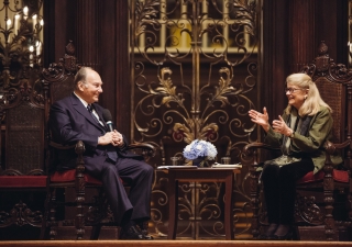 Mawlana Hazar Imam and Professor Diana Eck in conversation at Harvard University on 12 November 2015.