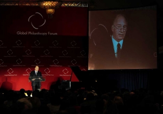 Mawlana Hazar Imam speaking to the Global Philanthropy Forum.