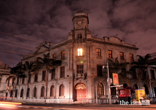 Nairobi Town Jamatkhana pictured at dusk.