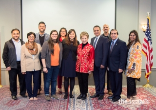 Midwest Ismaili Council leadership and Communications & Publications team with Congresswoman Jan Schakowsky.