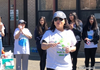 Councilwoman Anna Kaplan offering remarks during the I-CERV Earth Day Park Beautification in Long Island in April 2018.